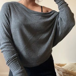Slouchy off-shoulder waffle top